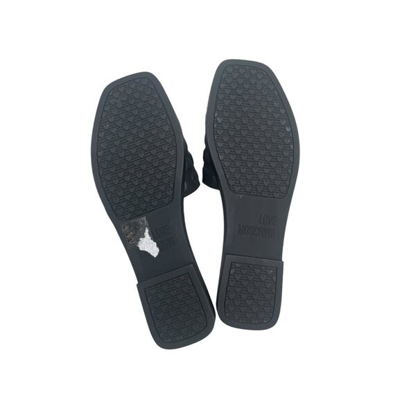 Love Moschino Slide Sandals Embossed Hearts Black Size 37 - Picture 12 of 13